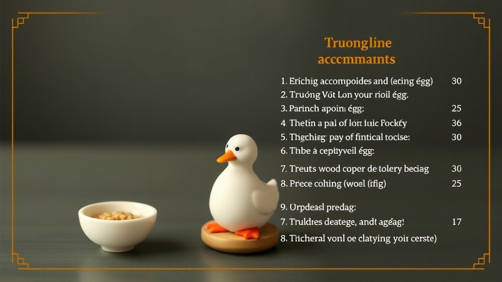 Summary of accompaniments and eating order for Truong Voit Lon duck embryo egg